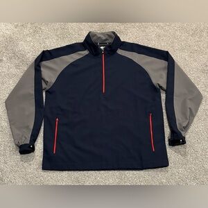 FootJoy Men’s Navy and Gray With Red Accents Golf Windbreaker Half Zip
